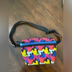 Disney Parks Rainbow Mickey Ears black Fanny pack - excellent used condition!